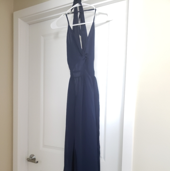 Navy chiffon backless maxi dress - Picture 3 of 6